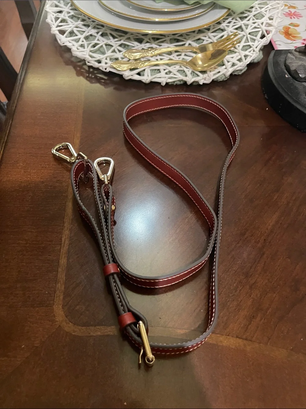 Baldinini Red Leather Satchel with Gold Accents